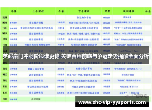 英超豪门冲刺阶段谁更稳 关键赛程前瞻与争冠走势提醒全面分析